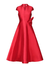 Load image into Gallery viewer, Women's White Satin Cap Sleeve Dress for Wedding Midi Dress