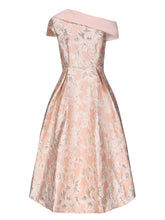 Load image into Gallery viewer, Baby Blue Luxury 3D Floral Brocade One Shoulder Cap Sleeve Vintage Party Gown