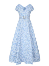 Load image into Gallery viewer, Lavender 3D Rose Vintage Pleated V-Neck Swing Dress