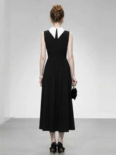 Load image into Gallery viewer, 1960s Hepburn Style Contrast Mock Neck Little Black Dress