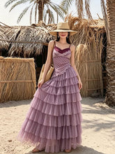 Load image into Gallery viewer, Purple Bohemian Polka Dots Camisole Top and Maxi Skirt Set
