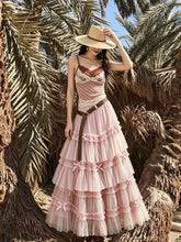 Load image into Gallery viewer, Pink Bohemian Polka Dots Camisole Top and Maxi Skirt Set