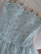 Load image into Gallery viewer, Balletcore Baby Blue Floral Lace Corset Dress