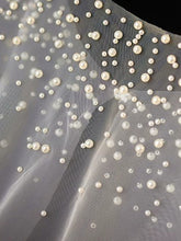 Load image into Gallery viewer, Elegant Pearl Bridal Capelet Sheer Tulle Wedding Shawl