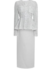 Load image into Gallery viewer, 2PS Grey Long Sleeve Coat With Swing Skirt Suit