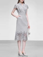 Load image into Gallery viewer, Grey Lace 1950S Vintage Sweatshirt Dress