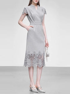 Grey Lace 1950S Vintage Sweatshirt Dress