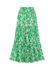 Load image into Gallery viewer, 2PS Green Floral Halter One-Piece Swimsuit with Maxi Skirt
