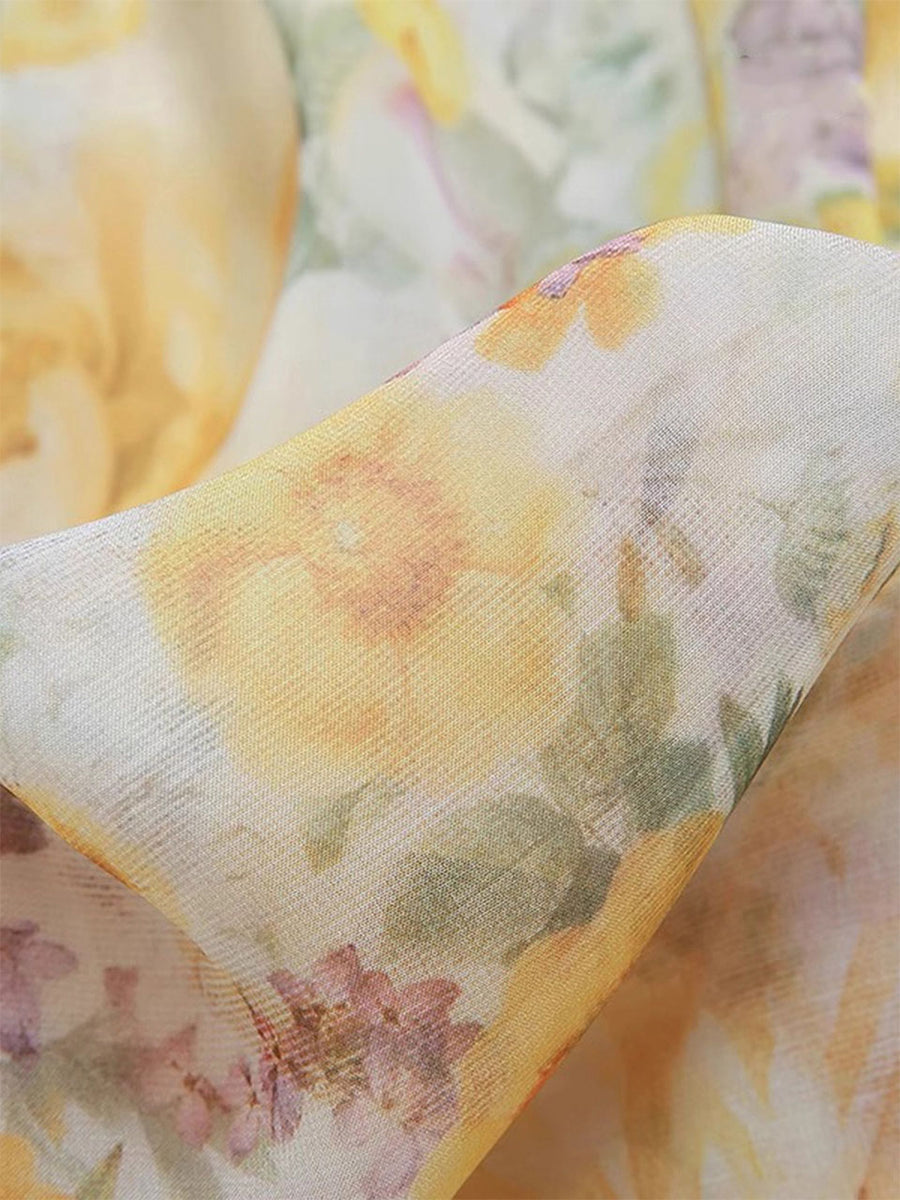 Yellow Ruffils Yellow Floral Print Ruffles 1950S Vintage Dress – Jolly Vintage