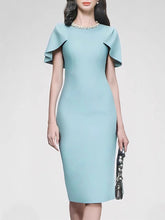 Load image into Gallery viewer, Lake Blue Cap Sleeve 1940S Vintage Dress