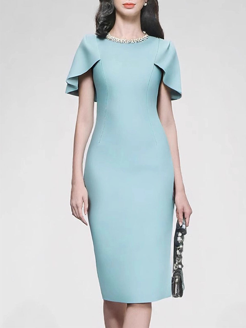Lake Blue Cap Sleeve 1940S Vintage Dress