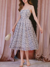 Load image into Gallery viewer, Blue Luxury Spaghetti Strap High Waist Swing Party Dress