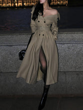 Load image into Gallery viewer, Women's Off-Shoulder Belted Trench Coat