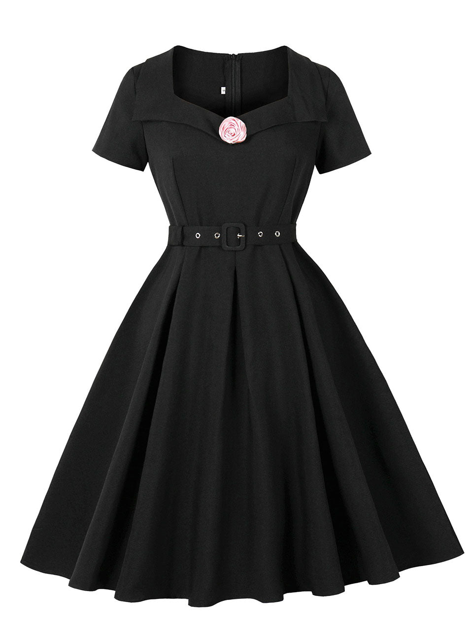 Audrey Hepburn Inspired Black Vintage Dress Handmade Rose