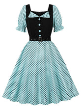 Load image into Gallery viewer, Audrey Hepburn Style Polka Dots 1950s Puff Sleeve Vintage Dress