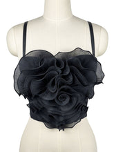 Load image into Gallery viewer, Red Rose Flower Corset Top - Pleated 3D Floral Spaghetti Strap Bustier