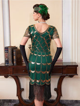 Load image into Gallery viewer, Women's 1920s Flapper Dress Gatsby Costume Sequined Fringed Cocktail Party Dress