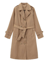 Load image into Gallery viewer, Women's Black Double-Breasted Trench Coat with Belt - Classic Long Windbreaker Jacket Slim Fit Overcoat