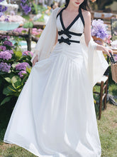 Load image into Gallery viewer, White Halter Neck Backless Vintage Dress