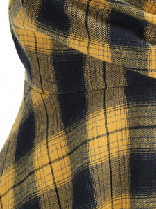 Clueless Inspired Yellow V Neck Plaid Vintage Dress