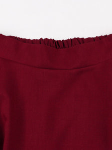 1950S Wine Red High Waist Swing Vintage Skirt