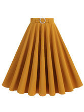 Load image into Gallery viewer, 1950s Red High Waist Pleated Swing Vintage Skirt with Belt