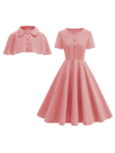 Load image into Gallery viewer, Classic Short Sleeveless 50S Swing Christmas Dress With Cape