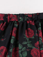 Load image into Gallery viewer, 1950S Rose Print High Waist Swing Vintage Skirt