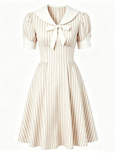 Load image into Gallery viewer, Pink Vertical Stripe Sailor Collar Vintage Dress
