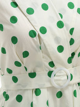 Load image into Gallery viewer, 1950s Vintage Audrey Hepburn Style Green Polka Dots Swing Dress with Pockets