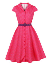 Load image into Gallery viewer, 1950s Vintage Blue &amp; Yellow Polka Dot Rockabilly Swing Dress