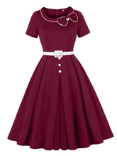 Load image into Gallery viewer, Navy Peter Pan Bowknot 1950s Vintage Dress with Belt