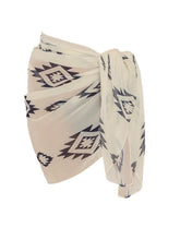 Load image into Gallery viewer, 2PS Navy Blue One Shoulder Tie-Bow Swimwear with Tribal Print Sarong Cover-Up Set