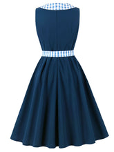 Load image into Gallery viewer, 1950s Blue Peter Pan Collar with Bow Swing Dress