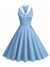 Load image into Gallery viewer, 1950s Vintage Polka Dots Sleeveless Retro Swing Dress