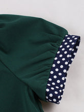 Load image into Gallery viewer, Vintage 1950s Baby Blue Polka Dot Ruffles Swing Dress