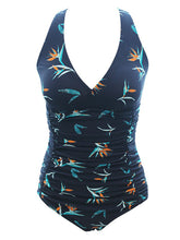 Load image into Gallery viewer, Women's One Piece Swimsuit Retro Floral Bathing Suit V Neck Ruched Tummy Control Monokini
