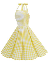 Load image into Gallery viewer, Red Plaid Halter Neck Vintage Dress