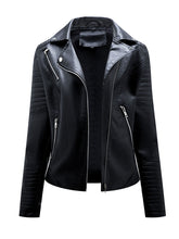 Load image into Gallery viewer, Women's Yellow PU Leather Motorcycle Coat with Zipper Pockets Moto Biker Jacket