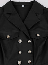 Load image into Gallery viewer, 1950s Teal Blue Retro Double Breasted Lapel Collar Swing Dress