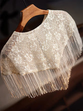 Load image into Gallery viewer, 1920s Flapper Cape Great Gatsby Costume Lace Shawl Fringe Tassel