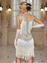 Load image into Gallery viewer, Crew Neck Sequined Beaded Tassels 1920S Gatsby Dress
