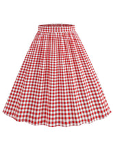 Load image into Gallery viewer, 1950s Vintage Red Gingham One-Shoulder Crop Top and Swing Skirt Two-Piece Set - Retro Picnic Outfit
