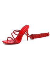 Load image into Gallery viewer, 10CM High Heel Rhinestones Square Toe Twine Sandals