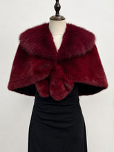 Load image into Gallery viewer, 1950s Vintage White Faux Fur Bow Capelet - Retro Evening Bridal Wrap
