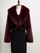 Load image into Gallery viewer, 1950s Vintage Cropped Faux Fur Evening Jacket - Retro Lapel Shrug Bolero