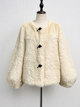 Load image into Gallery viewer, 1960s Vintage Collarless Faux Shearling Toggle Jacket - Retro Short Teddy Coat