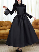 Load image into Gallery viewer, 2 Piece Black Retro Suspender Dress with Black Hand Sewn Pearls Sweater
