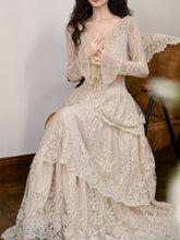 Load image into Gallery viewer, White V-Neck Lace Layered Vintage 1950S Swing Victoria's Fairy Dress