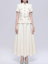 Load image into Gallery viewer, Women’s Elegance Baby Blue Short Sleeve Skirt Suit Set Elegant Work Midi Dress
